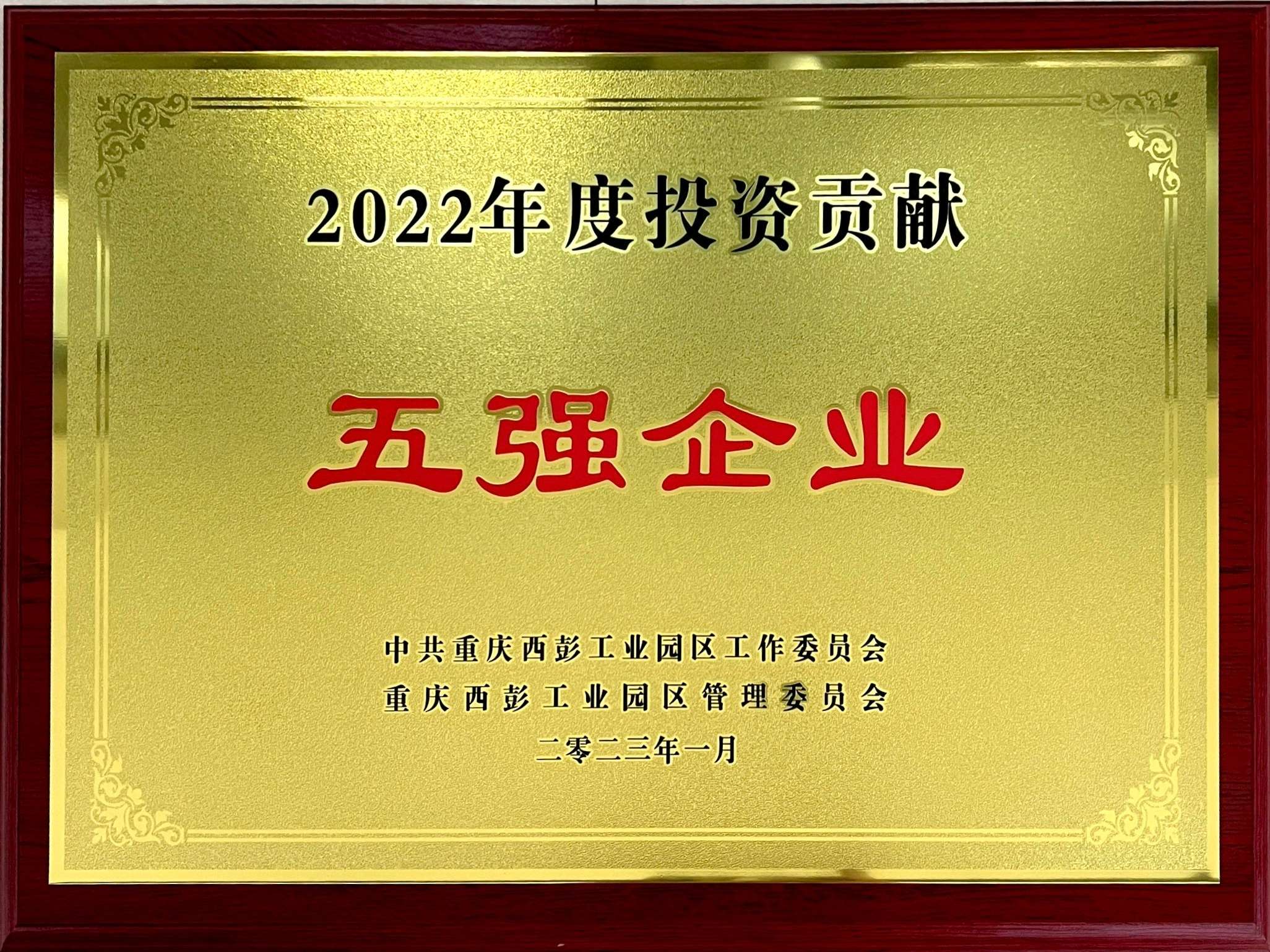 2022年度投資貢獻“五強企業”